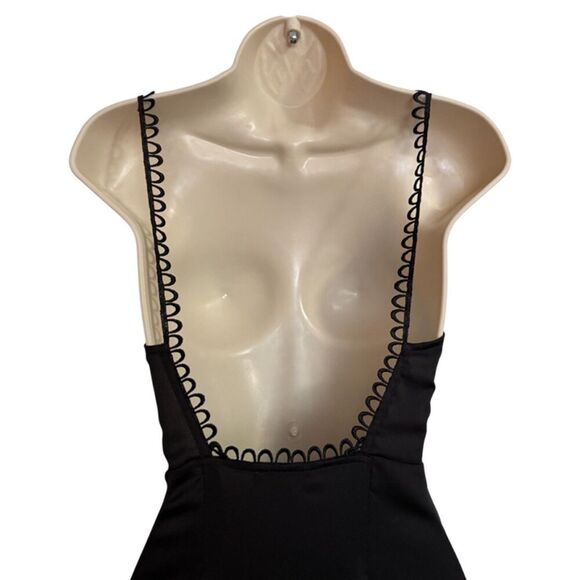 For Love & Lemons Black Ruffle Open Front Satin Slip Dress Size XS - Picture 7 of 14